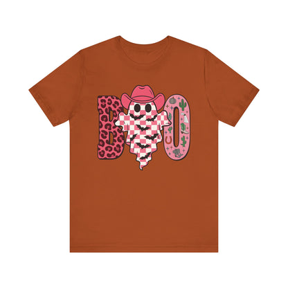 Pink BOO Shirt – Western Ghost Cowgirl Hat Halloween Tee