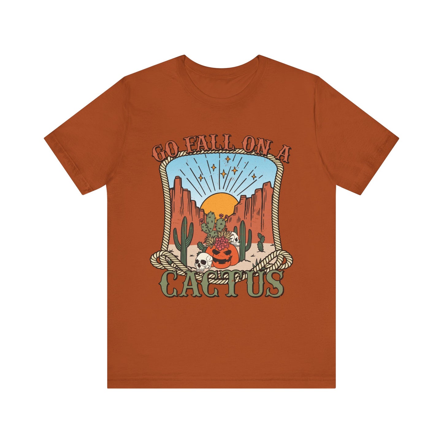 Go Fall On A Cactus Shirt Funny Western Pumpkin Halloween Howdy Tee
