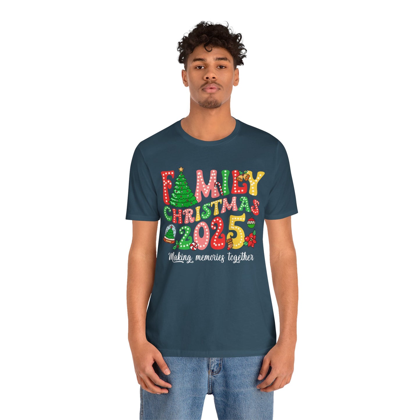 Family Christmas 2025 Shirt – Retro Groovy Xmas Lights Matching Holiday Tee