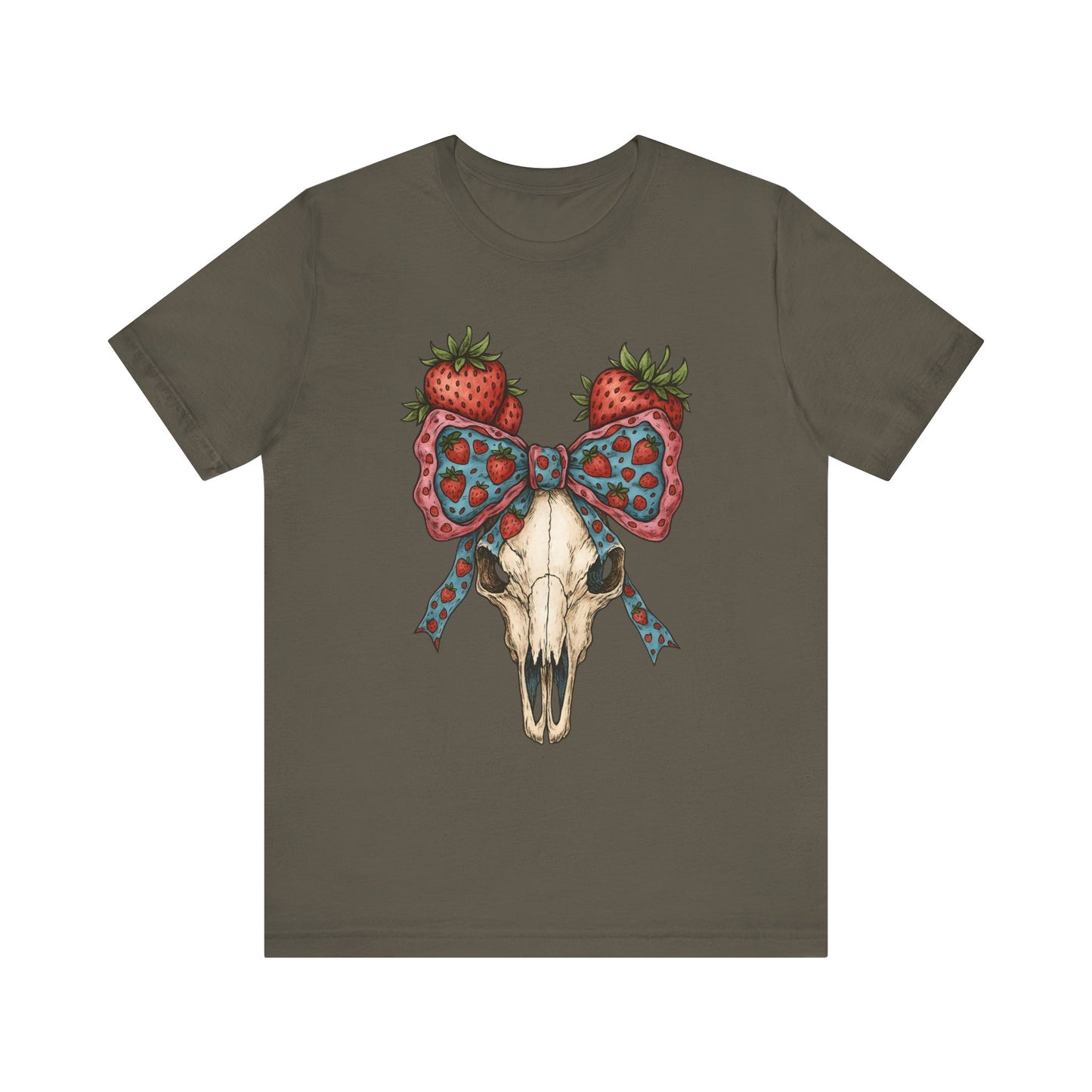 Retro Strawberry Cow Skull Shirt – Western Coquette Summer Vibes Tee