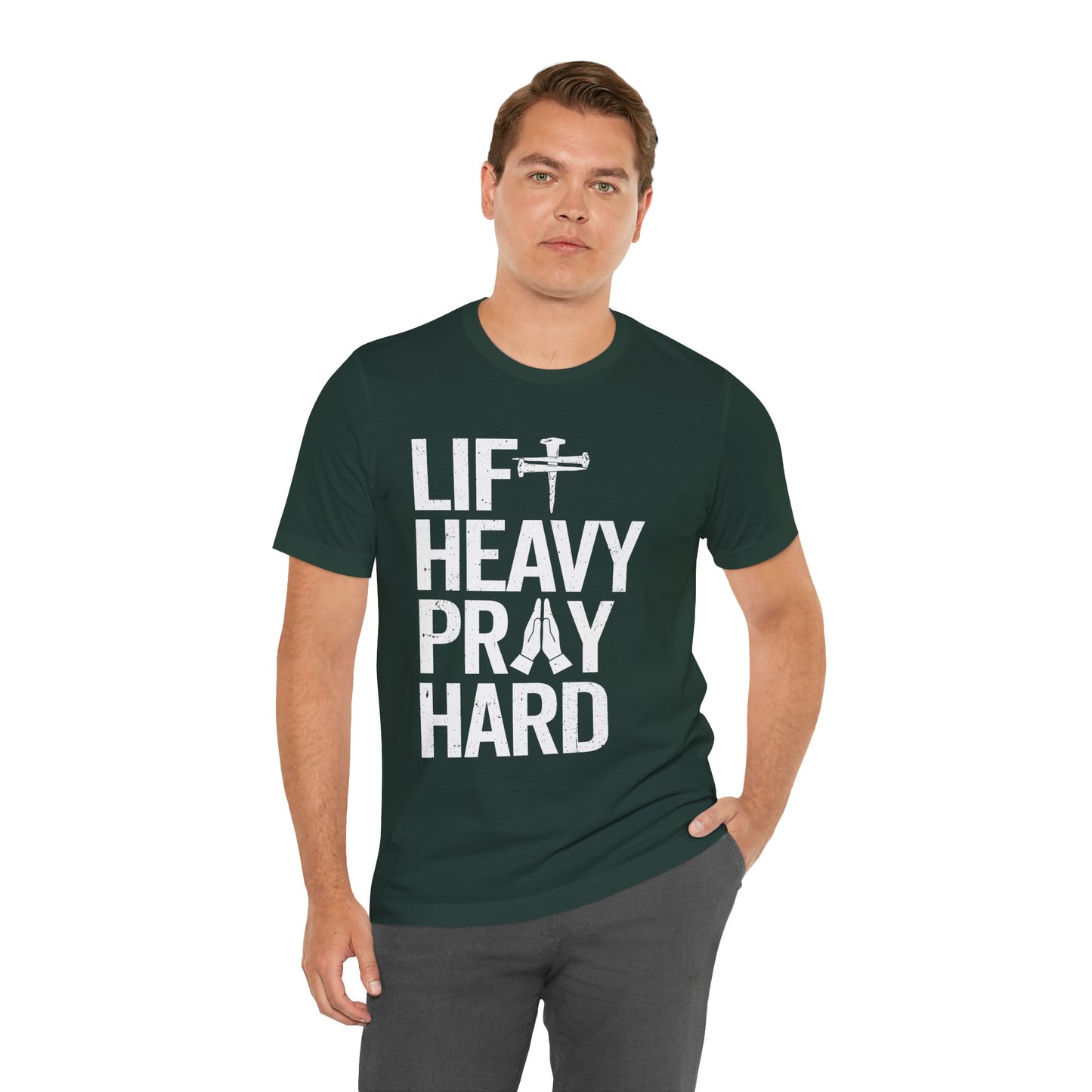 Lift Heavy Pray Hard Cross Nails Trendy Christ Gym Vintage T-Shirt