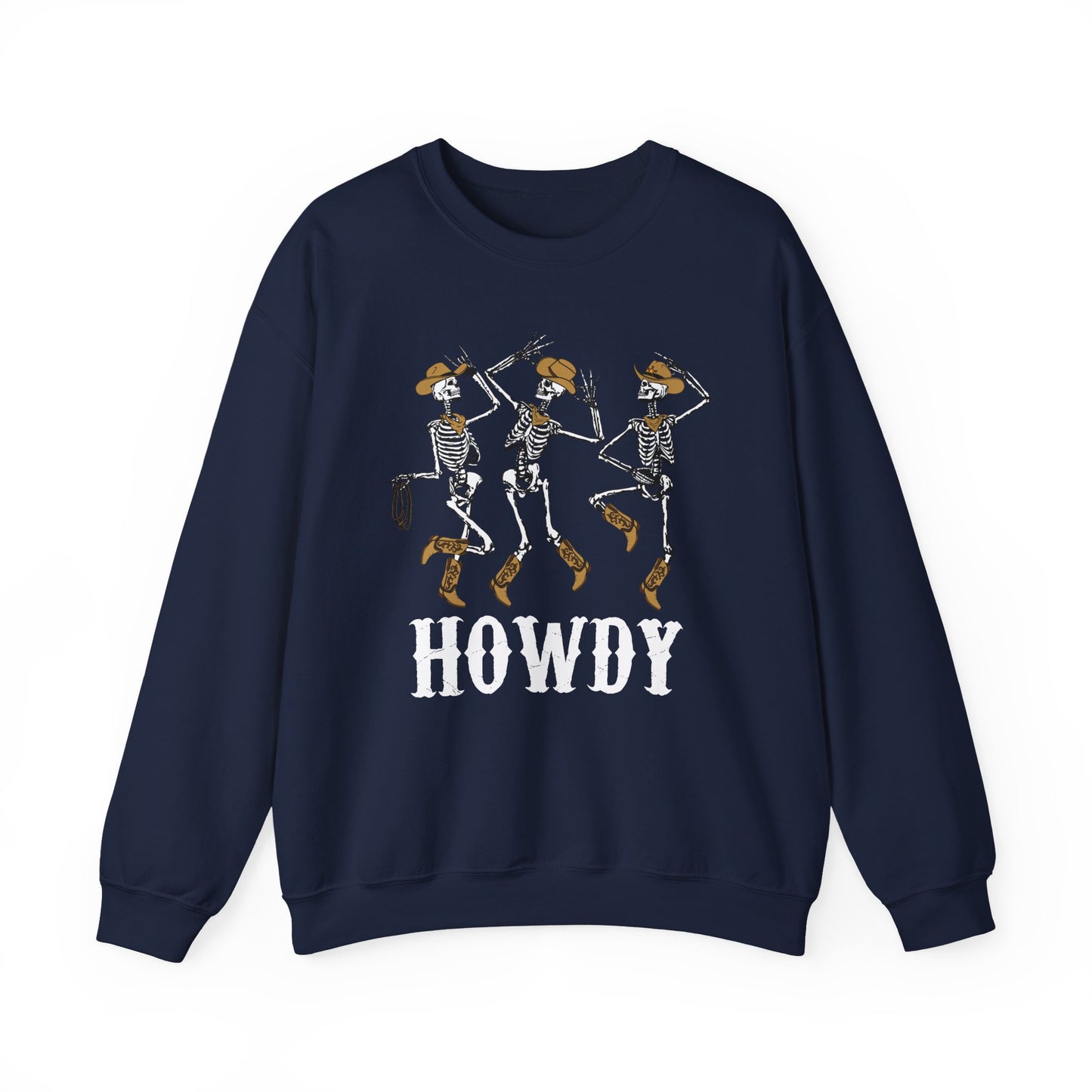 Howdy Cowboy Skeleton Sweatshirt – Western Dancing Boots Horse Pullover