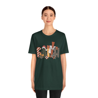 Retro Groovy Faith Christmas Tree Shirt – Christian Jesus Cross Holiday Tee
