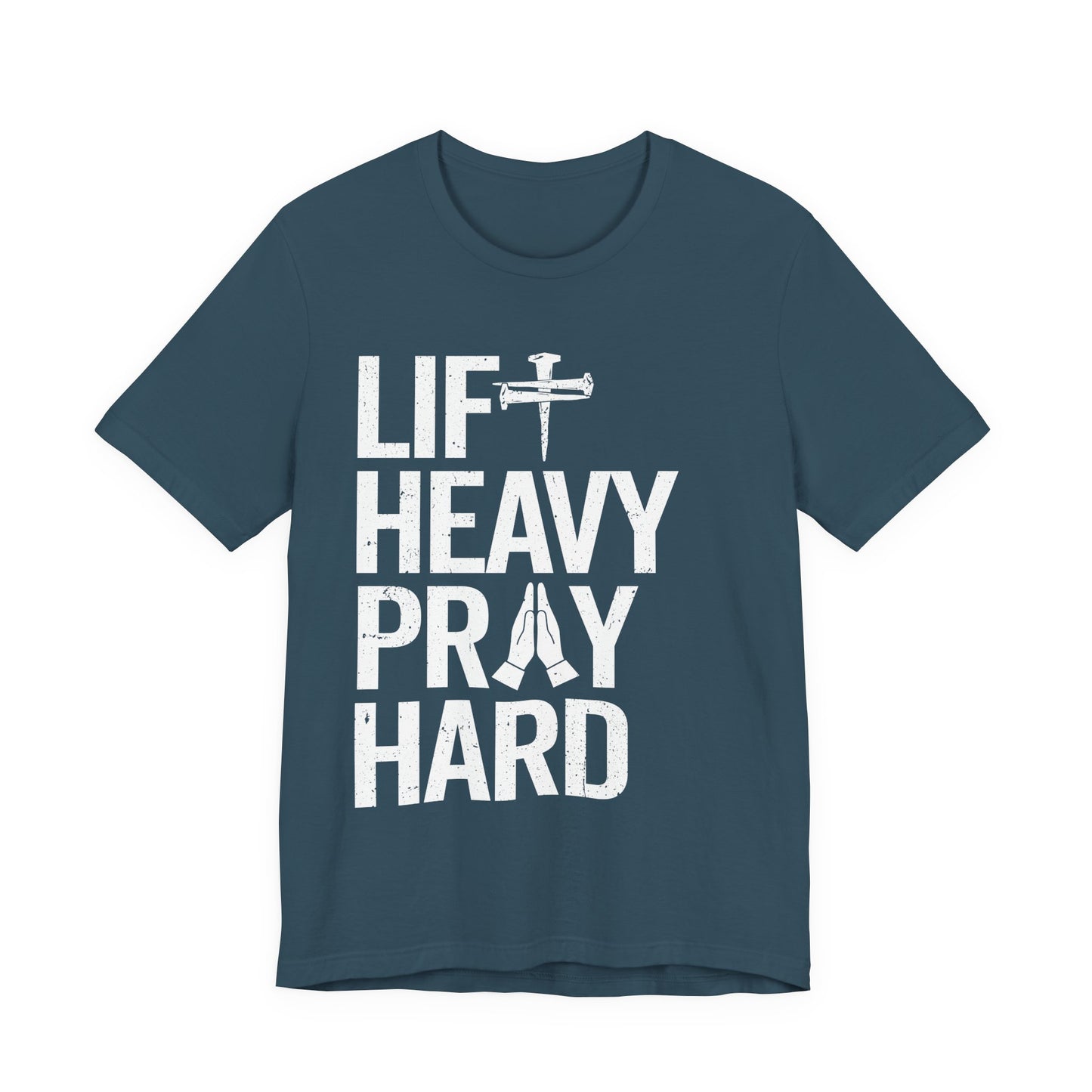 Lift Heavy Pray Hard Cross Nails Trendy Christ Gym Vintage T-Shirt