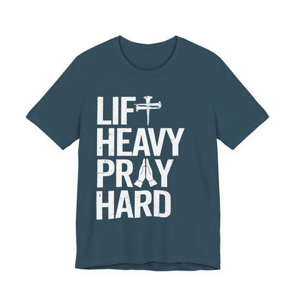 Lift Heavy Pray Hard Cross Nails Trendy Christ Gym Vintage T-Shirt