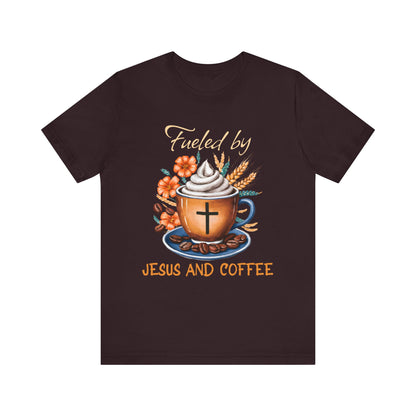 Fueled by Jesus & Coffee Shirt – Christian Faith God Cross Cup Tee