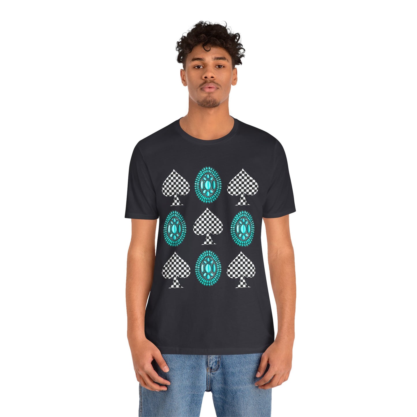 Western Turquoise Stone Shirt – Gemstone Playing Card Texas Rodeo Tee
