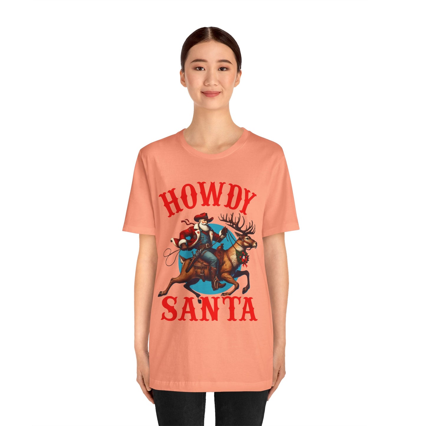 Howdy Santa Shirt – Funny Western Cowboy Riding Reindeer Christmas Rodeo Tee