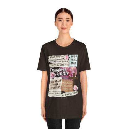Daughter of God Shirt – Christian Floral Bible Verse Encouraging Faith Tee for Women
