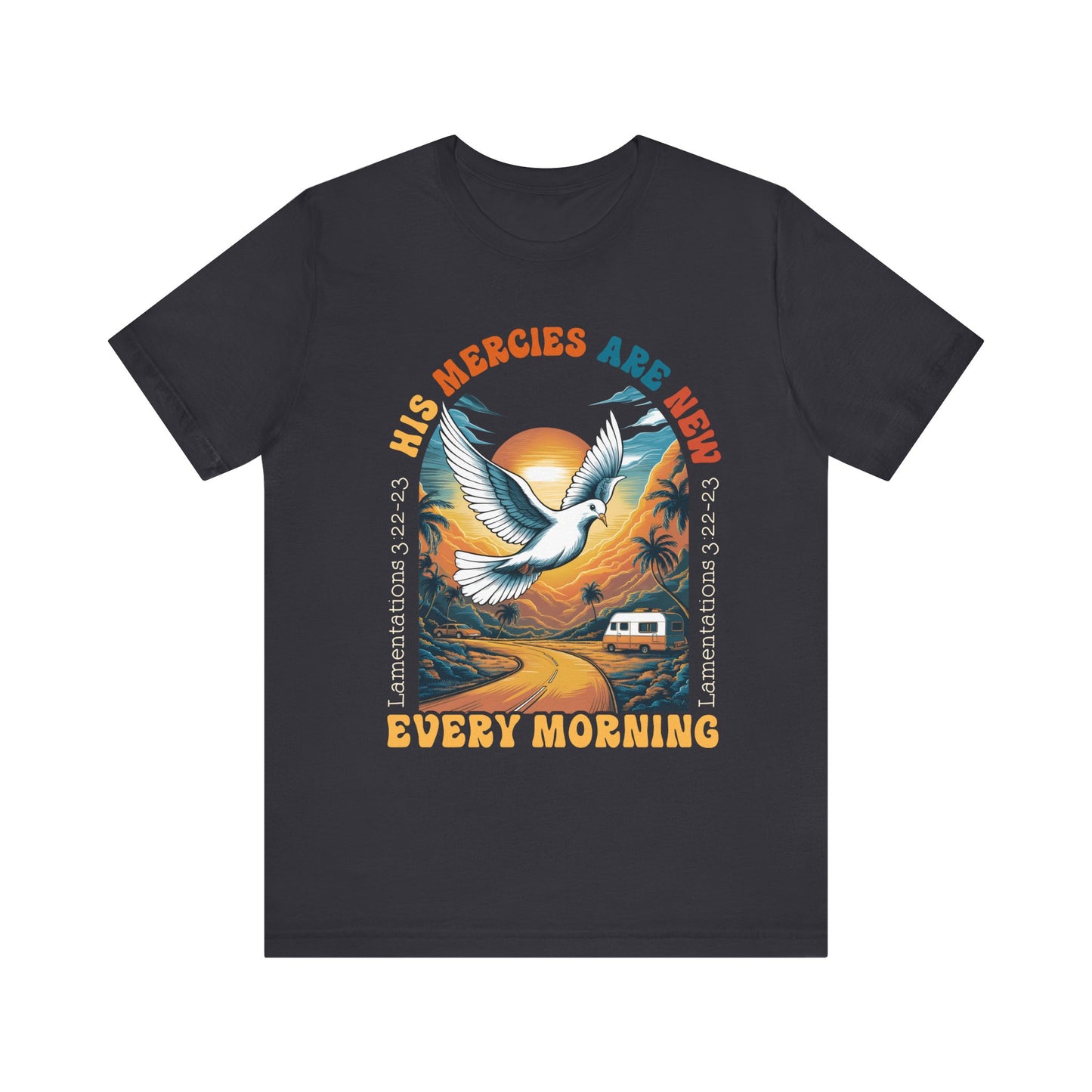 His Mercies Are New Shirt – Retro Boho Christian Lamentations 3:23 Scripture Tee