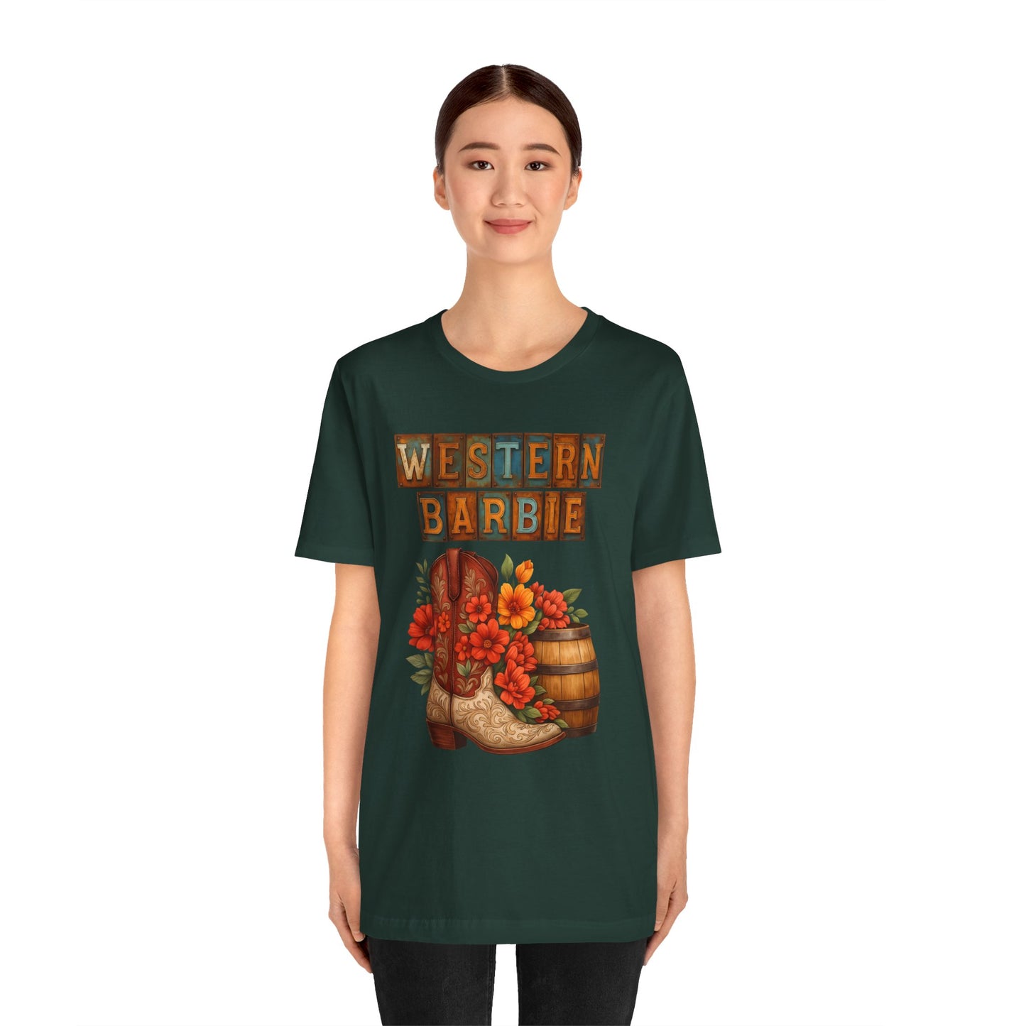 Western Barbie Cowgirl Boot Shirt – Floral Rodeo Country Girl Tee