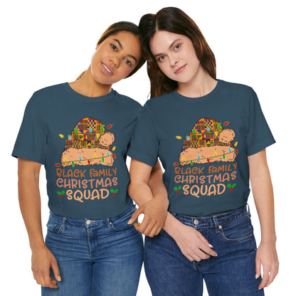 Black Family Christmas Squad Shirt – Kente Santa Hat African Heritage Holiday Tee