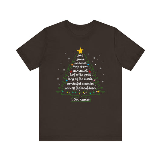 Christian Christmas Tree Sayings Shirt – God Jesus Savior Faith Holiday Tee