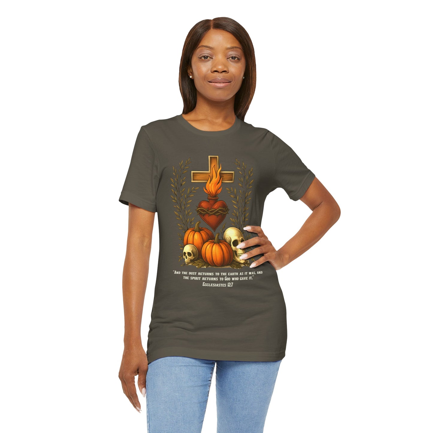 Sacred Heart Halloween Shirt – Jesus Skulls Pumpkins Christian Cross Tee