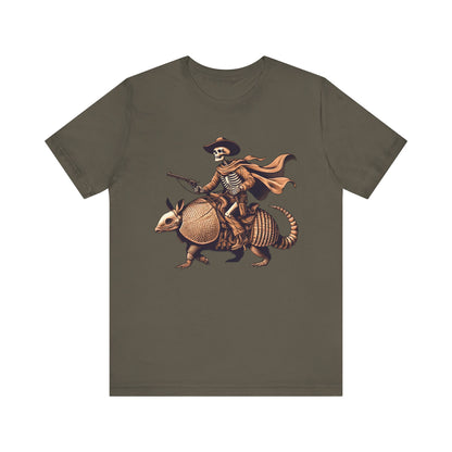 Cowboy Skeleton Riding Armadillo Shirt – Howdy Western Texas Rodeo Tee