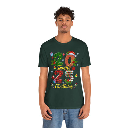 2025 Family Christmas Shirt – Red Plaid Santa Hat Matching Holiday Tee