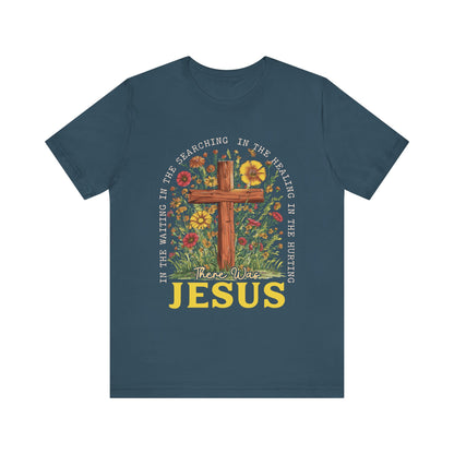 There Was Jesus Shirt – Retro Christian Floral Cross Worship Vintage Faith Tee