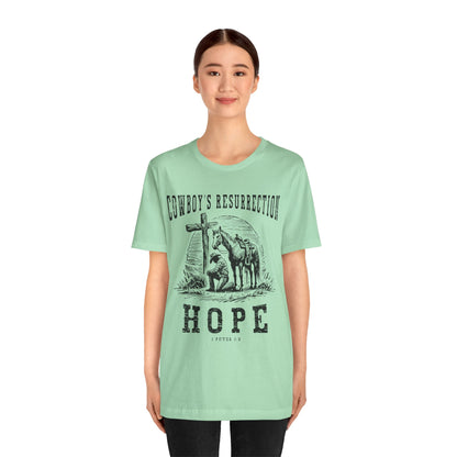 Cowboy’s Resurrection Hope Shirt – Christian Cross Western Rodeo Tee