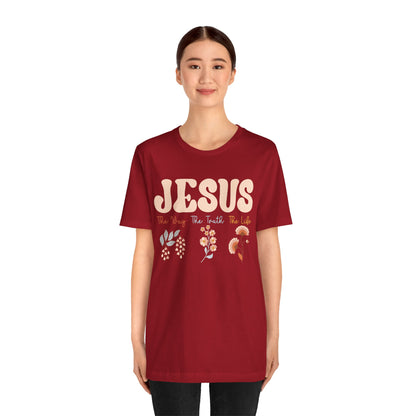 Jesus The Way The Truth The Life Shirt – Groovy Floral John 14:6 Christian Tee