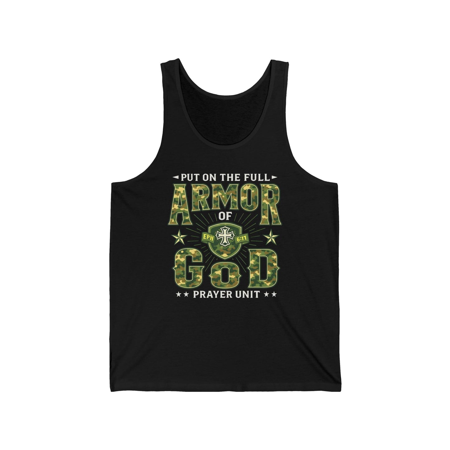 Armor of God Camo Tank – Christian Prayer Warrior Faith Unisex Jersey