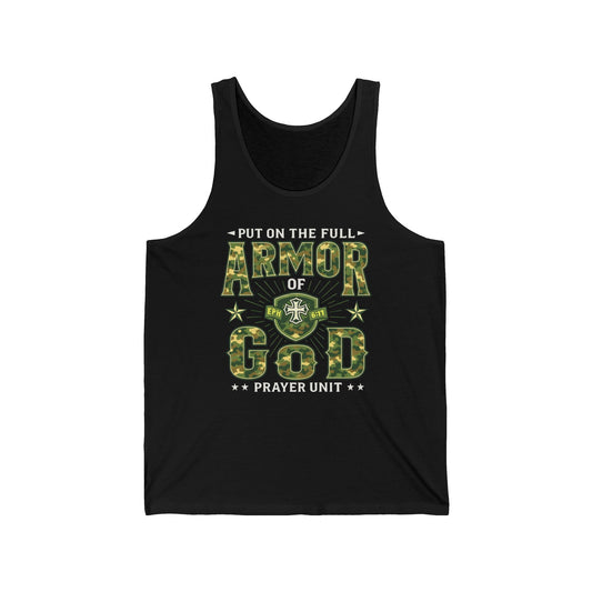 Armor of God Camo Tank – Christian Prayer Warrior Faith Unisex Jersey