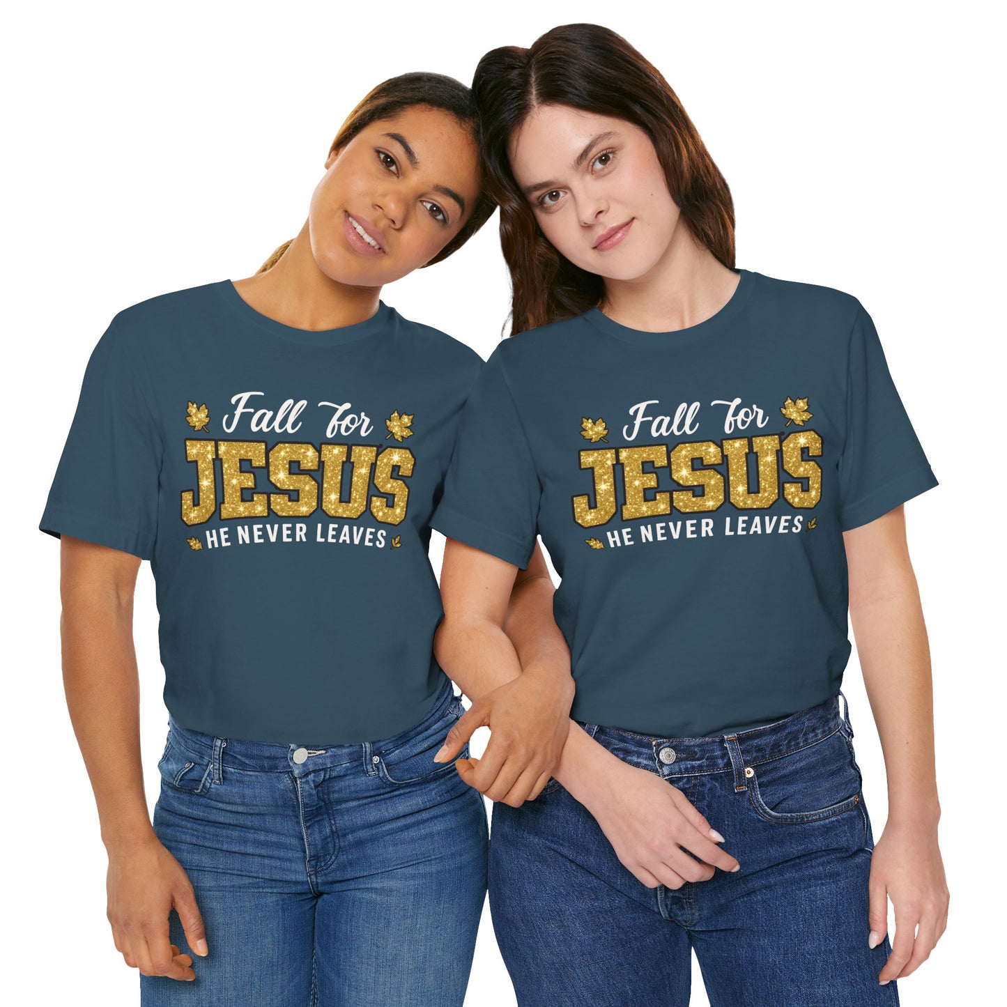 Fall for Jesus He Never Leaves Shirt – Christian Autumn Leaves Thanksgiving Tee