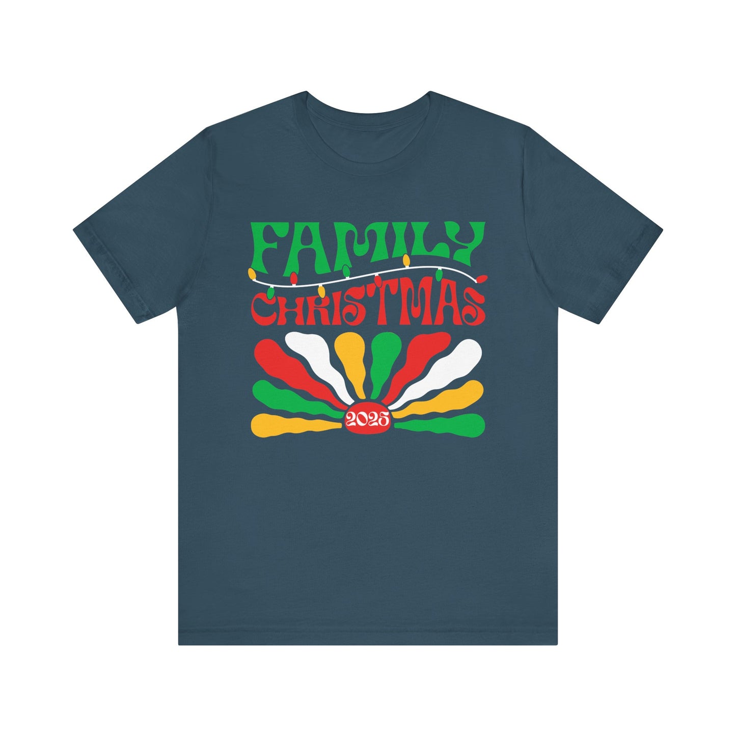 Family Christmas 2025 Shirt – Retro Groovy Matching Holiday Sunburst Tee
