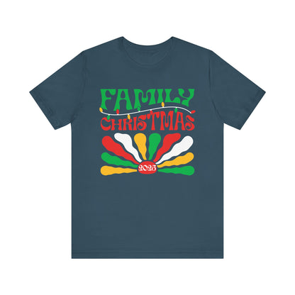 Family Christmas 2025 Shirt – Retro Groovy Matching Holiday Sunburst Tee
