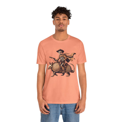 Cowboy Skeleton Riding Armadillo Shirt – Howdy Western Texas Rodeo Tee