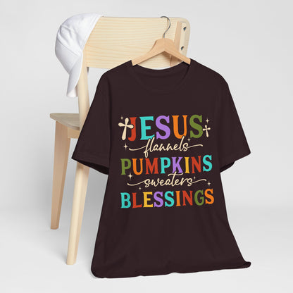 Jesus Flannels Pumpkins & Blessings Shirt – Christian Fall Thanksgiving Tee