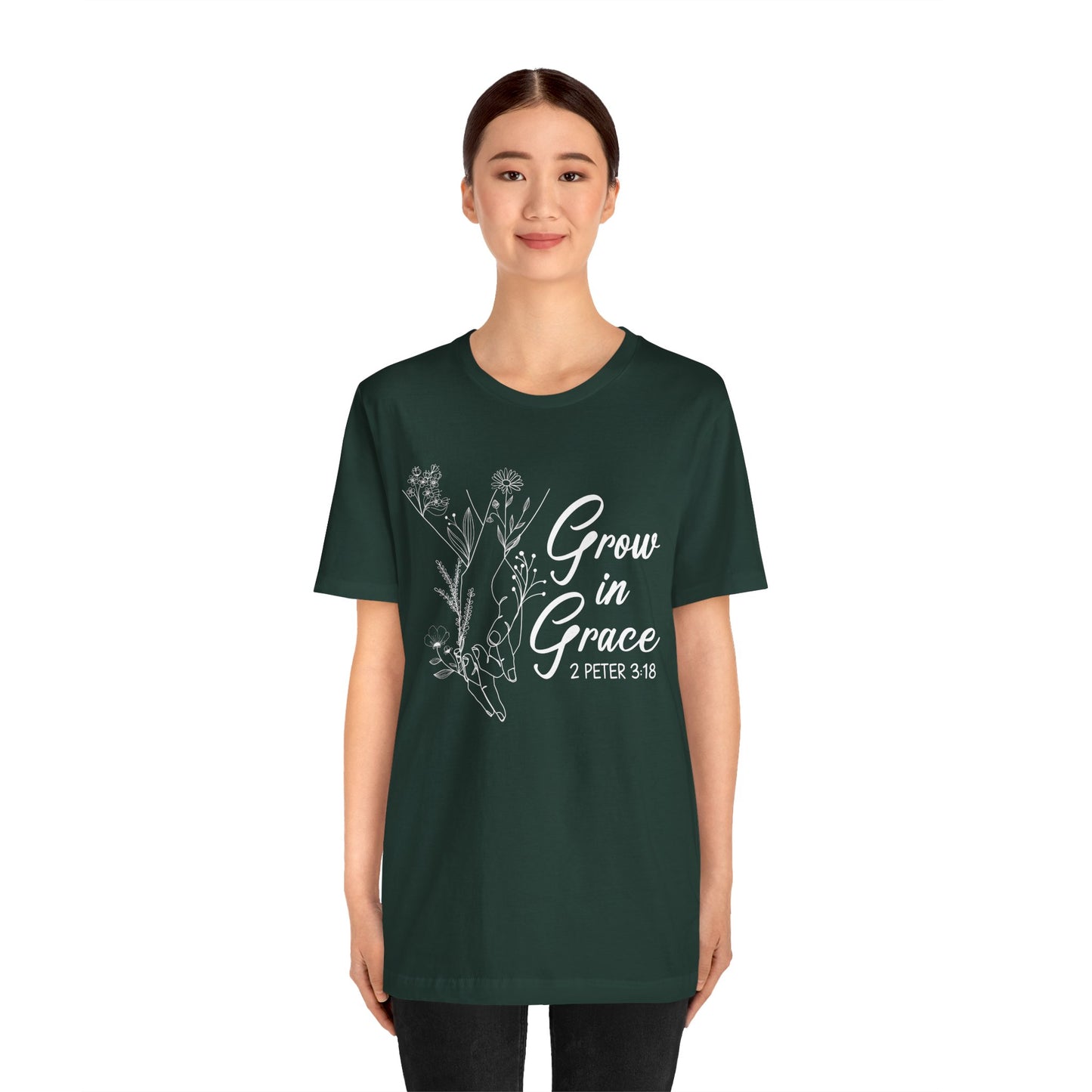 Grow in Grace Shirt – 2 Peter 3:18 Floral Christian Faith Bible Verse Tee