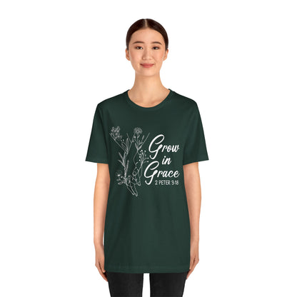 Grow in Grace Shirt – 2 Peter 3:18 Floral Christian Faith Bible Verse Tee