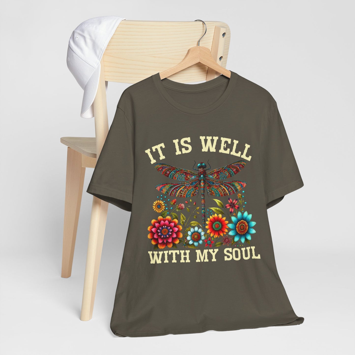 It Is Well With My Soul Shirt – Boho Dragonfly Floral Christian Hymn Faith Tee