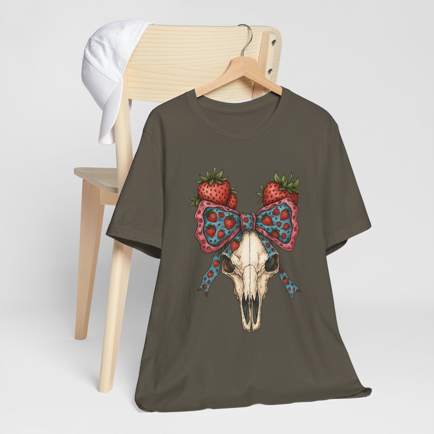 Retro Strawberry Cow Skull Shirt – Western Coquette Summer Vibes Tee