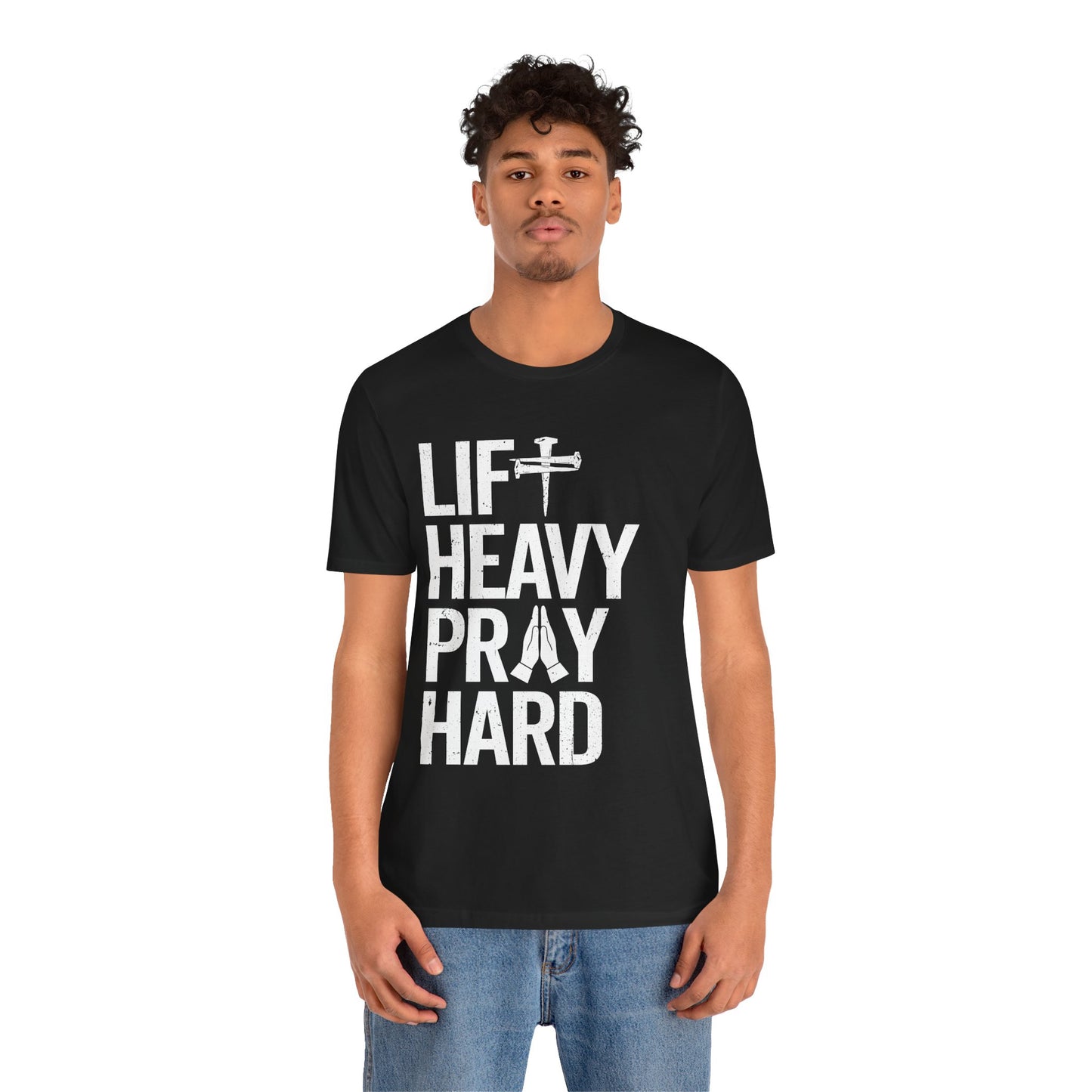 Lift Heavy Pray Hard Cross Nails Trendy Christ Gym Vintage T-Shirt