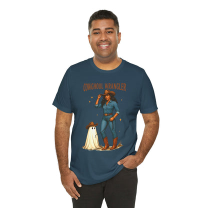 Cowghoul Wrangler Shirt Western Cowgirl Cowboy Ghost Halloween Tee, Spooky Rodeo Fall Outfit