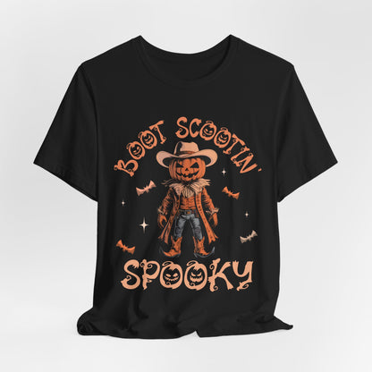 Boot Scootin’ Spooky Shirt – Funny Cowboy Pumpkin Head Western Halloween Tee