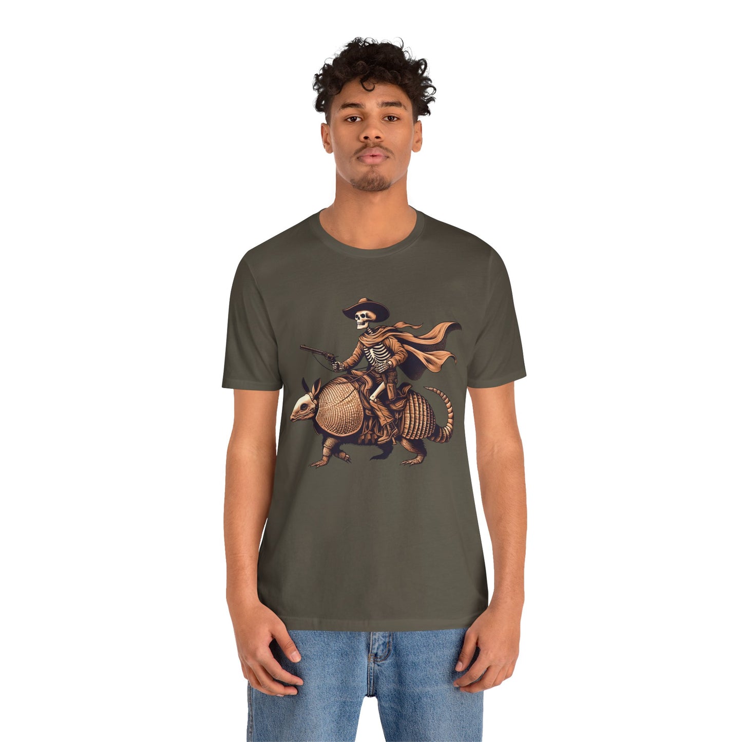 Cowboy Skeleton Riding Armadillo Shirt – Howdy Western Texas Rodeo Tee