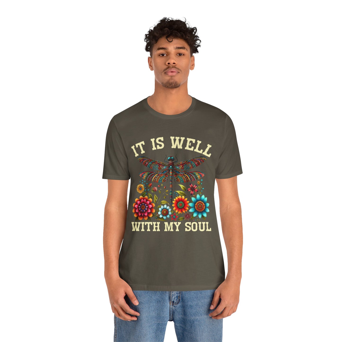 It Is Well With My Soul Shirt – Boho Dragonfly Floral Christian Hymn Faith Tee