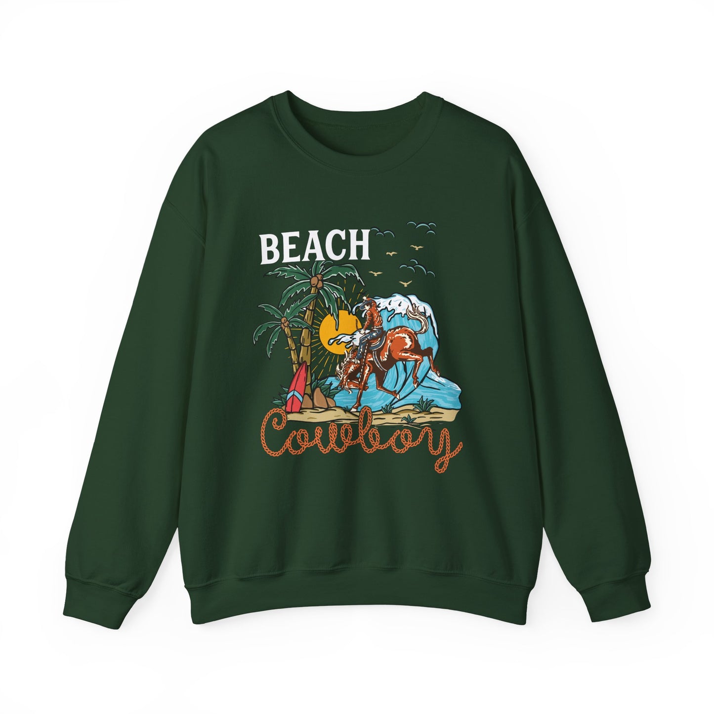 Beach Cowboy Sweatshirt – Tropical Palm Tree Western Rodeo Texas Pullover