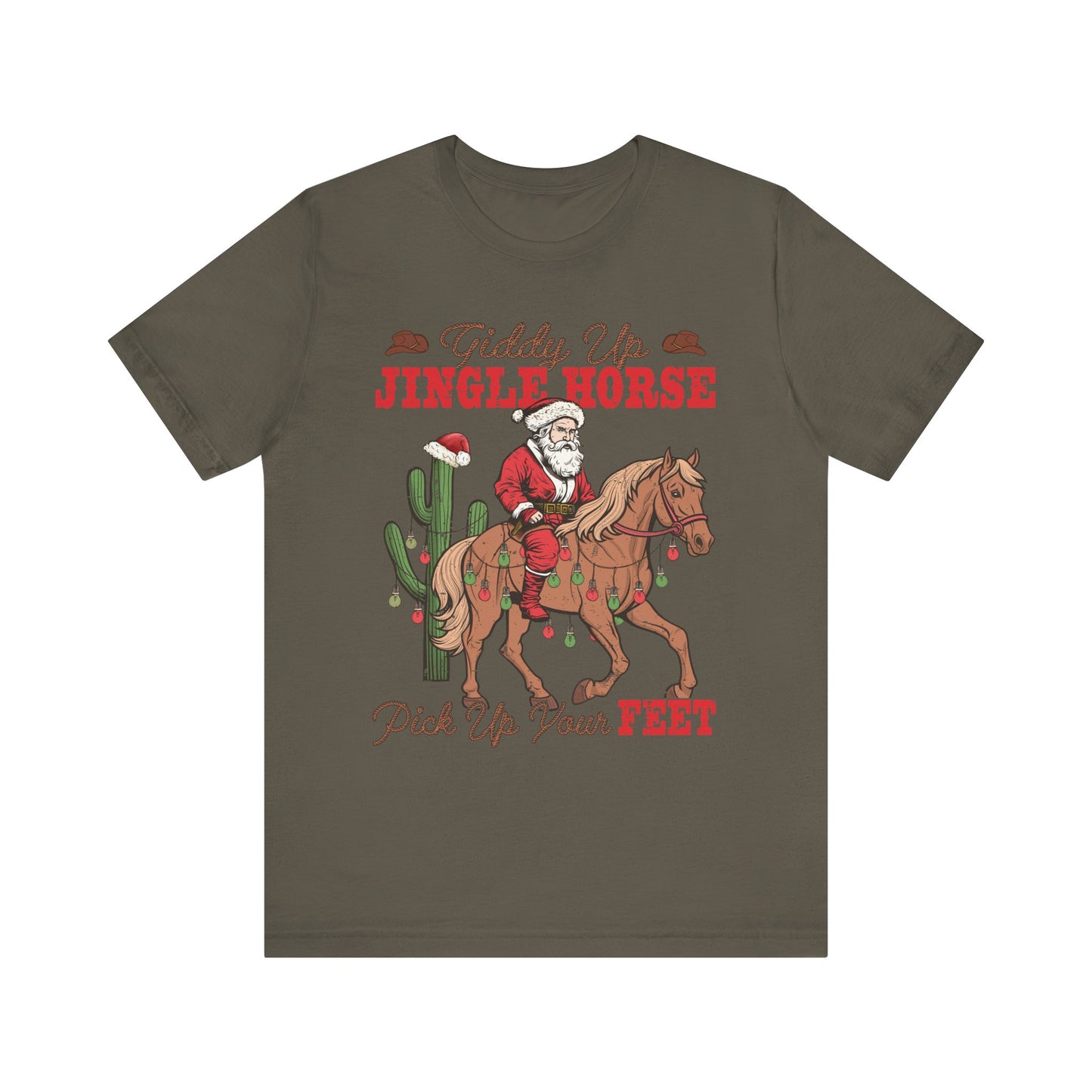 Giddy Up Jingle Horse Shirt – Retro Howdy Christmas Western Cowboy Holiday Tee