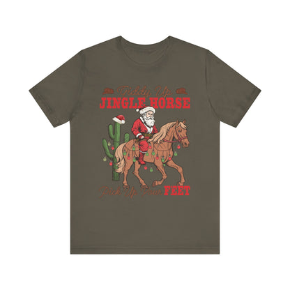 Giddy Up Jingle Horse Shirt – Retro Howdy Christmas Western Cowboy Holiday Tee