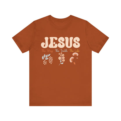 Jesus The Way The Truth The Life Shirt – Groovy Floral John 14:6 Christian Tee