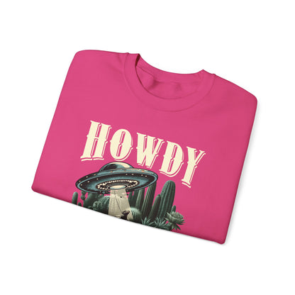 Howdy Cow Abduction Sweatshirt – Western UFO Rodeo Cactus Texas Pullover