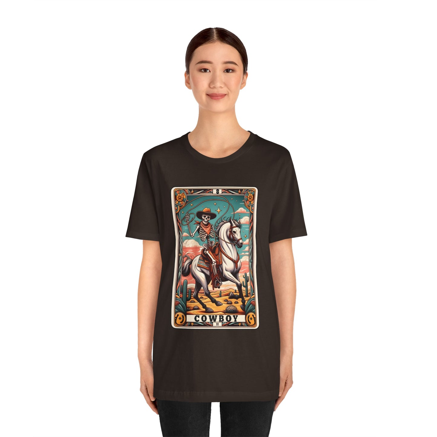Cowboy Skeleton Tarot Card Shirt – Western Howdy Texas Rodeo Tee