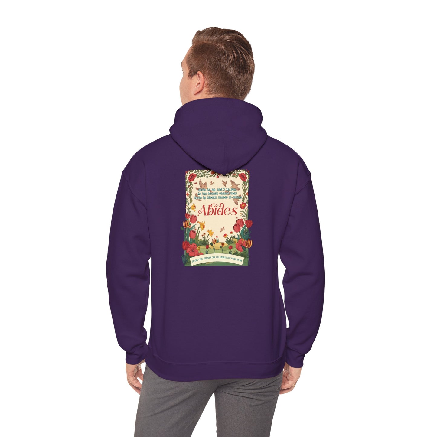 Abide in Me Hoodie – Faithful Blooms Bible Scripture Christian Pullover