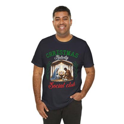 Christmas Nativity Social Club Shirt – Christian Nativity Scene Holiday Tee