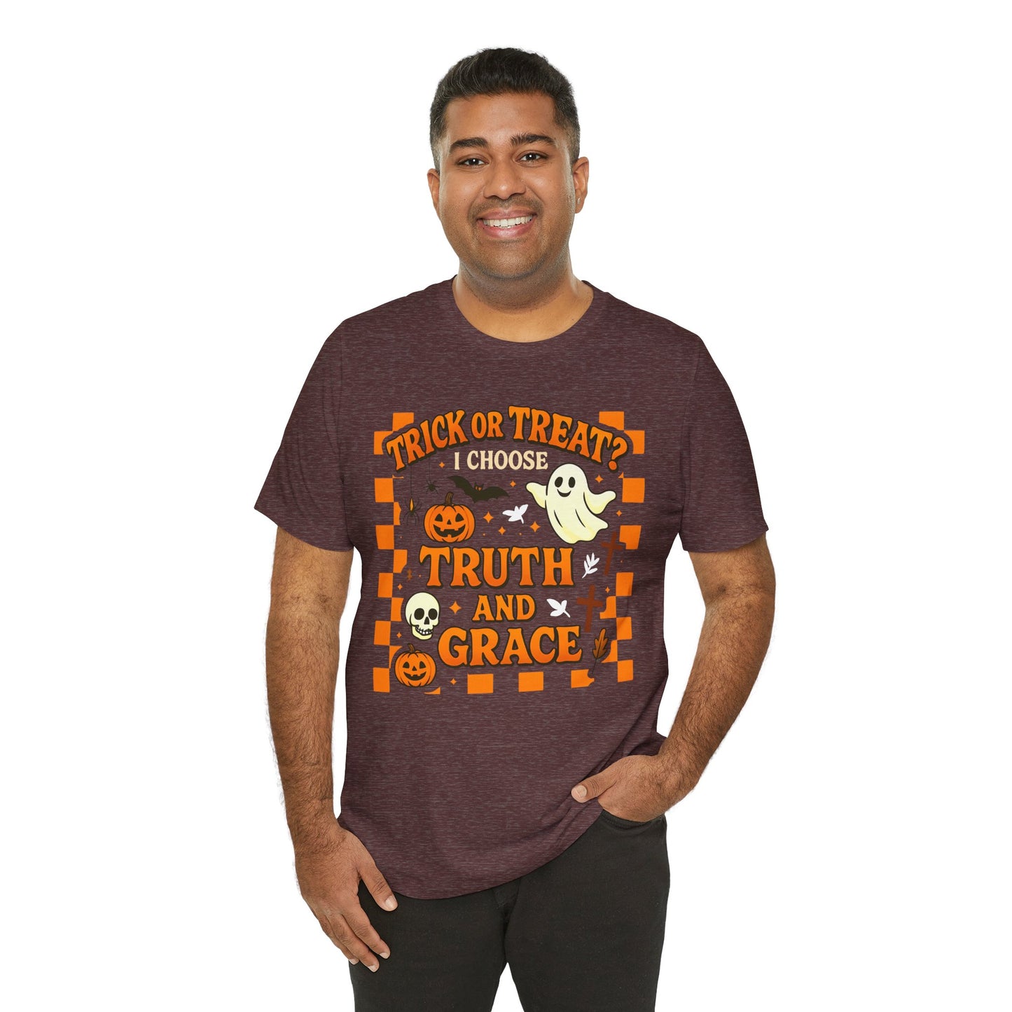 Trick or Treat I Choose Truth and Grace Shirt – Christian Halloween Faith Tee