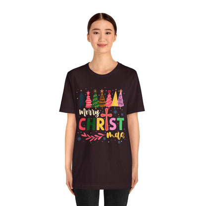 Retro Rustic Merry Christmas Shirt – Christian Cross Jesus Faith Holiday Tee