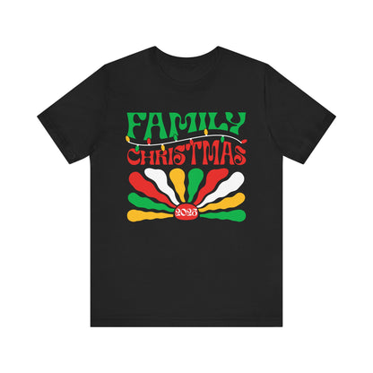 Family Christmas 2025 Shirt – Retro Groovy Matching Holiday Sunburst Tee